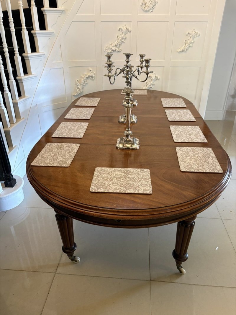 Antique Victorian Mahogany Extending Dining Table, Wind Out Oval Dining Table on Castors - Image 2